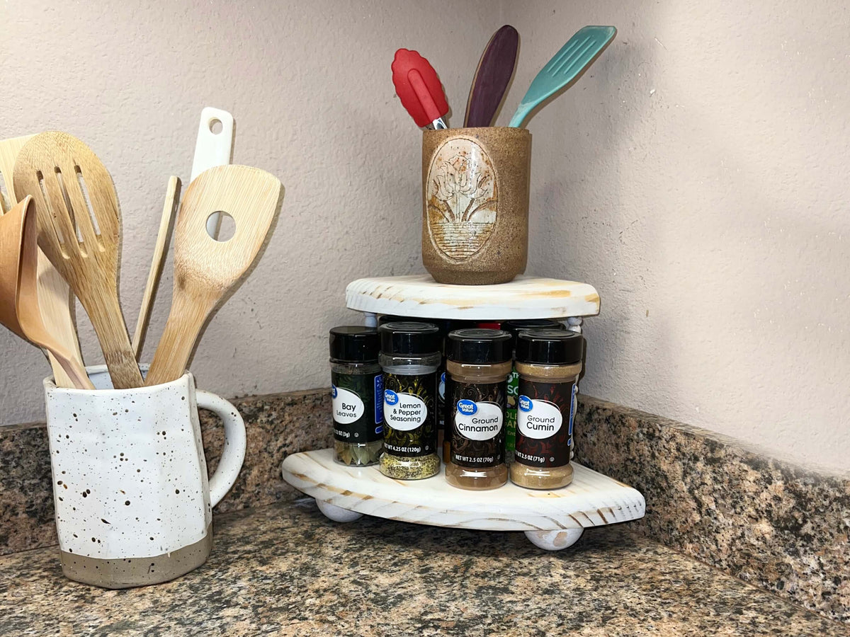 Spice rack and online utensil holder