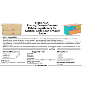 Apothecary Rustic 3-Drawer Countertop Cabinet Build Plans (Digital PDF)