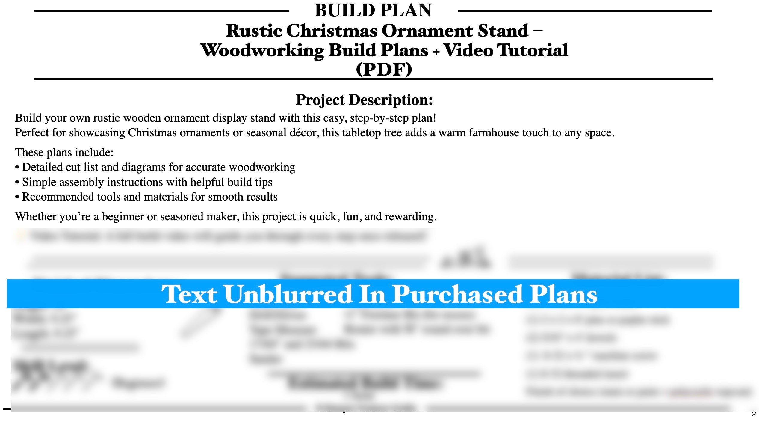 Rustic Christmas Ornament Stand Build Plans – Printable PDF & Video Tutorial