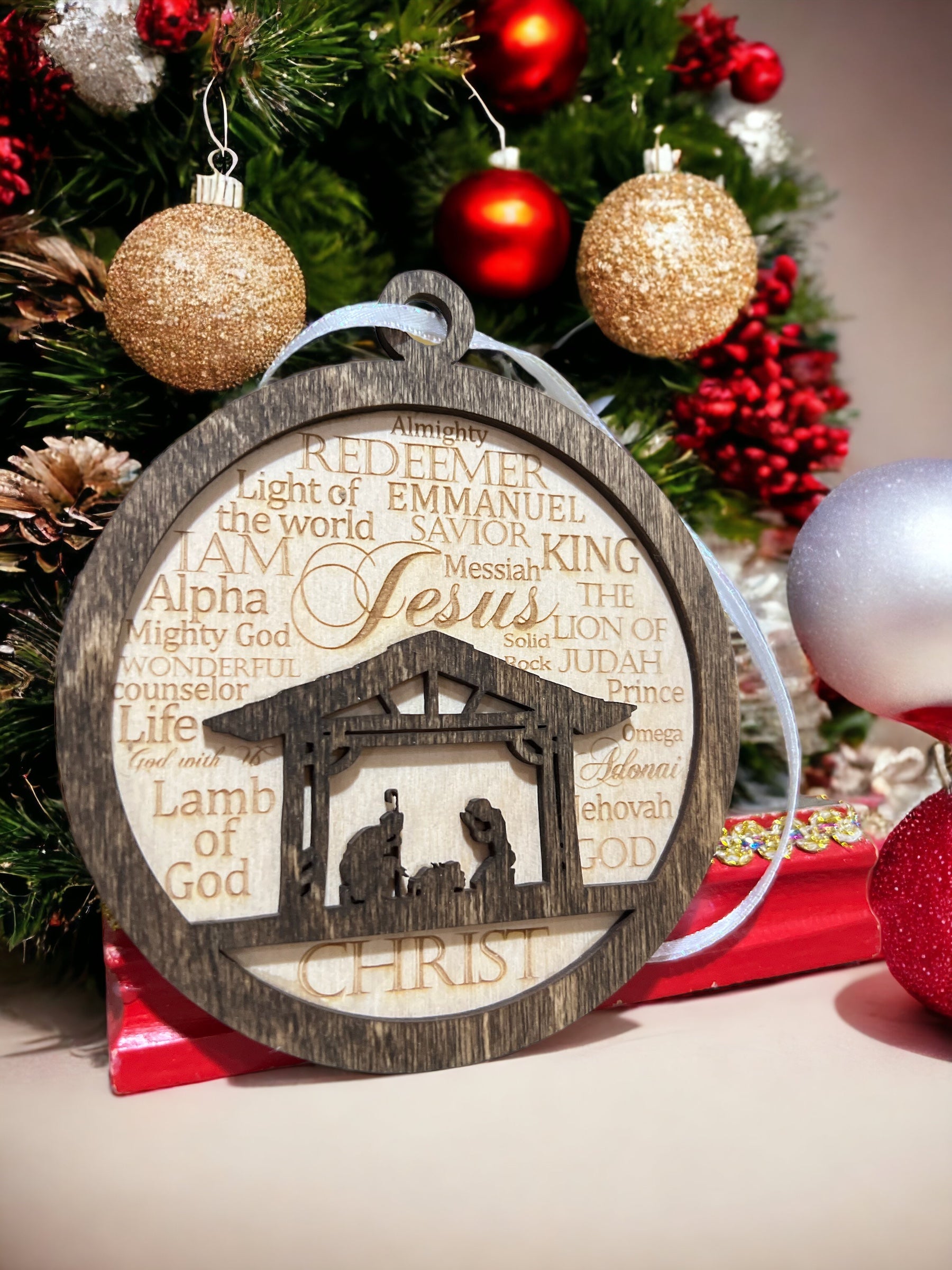 Intricate Laser Engravings: Names of God Adorn this Ornament