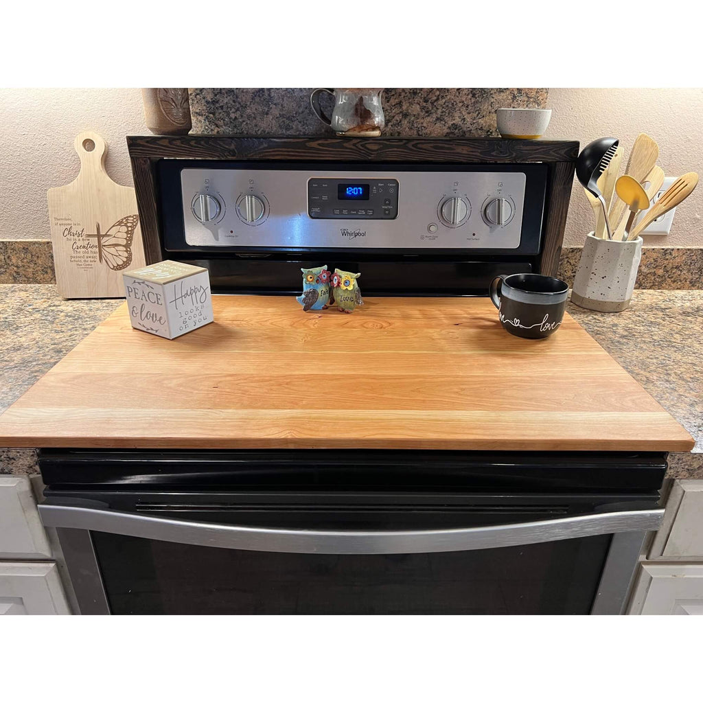 This solid cherry stove top cover, noodle board makes a great christmas gift idea for parents
