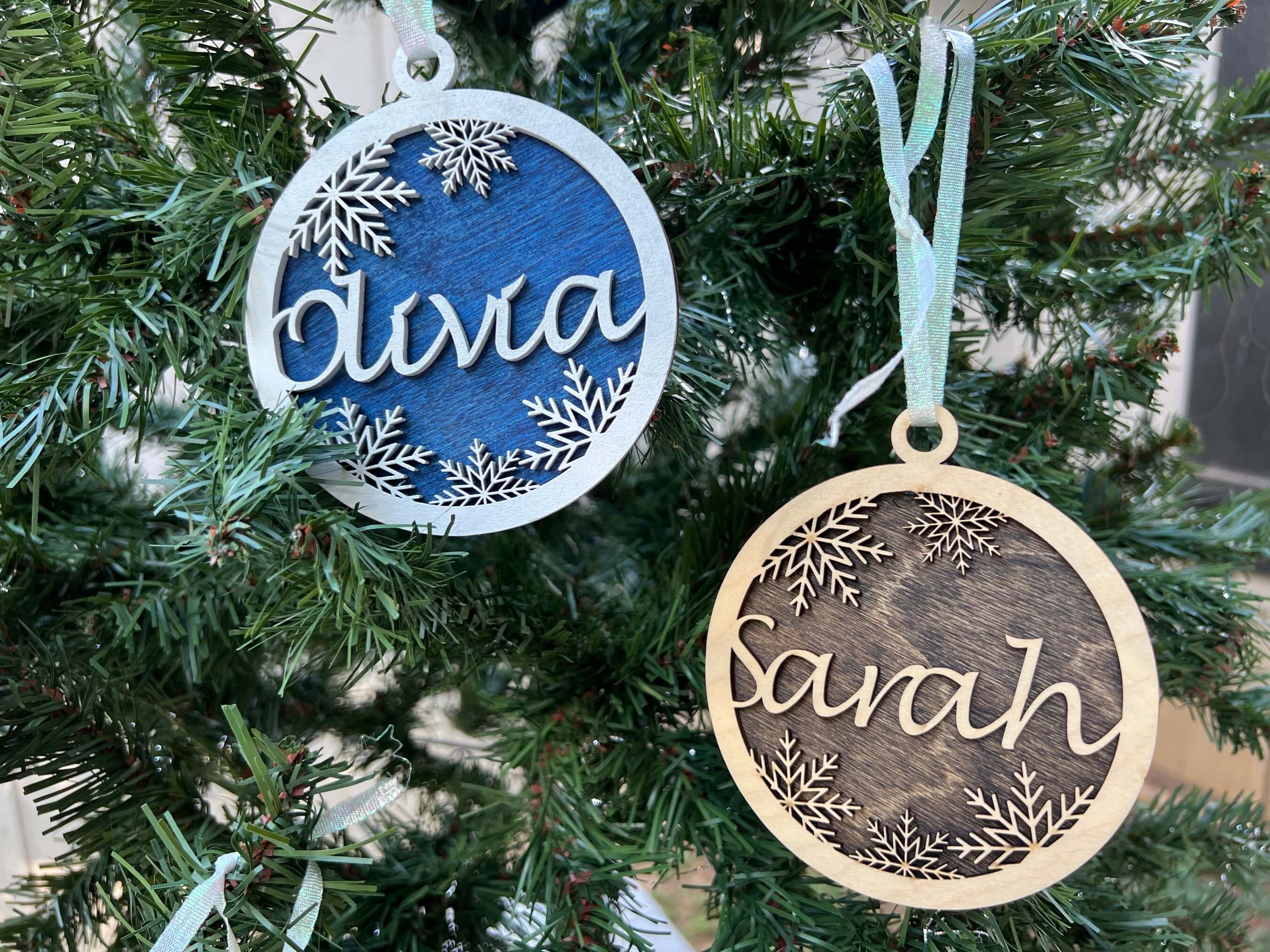 Children's Height Christmas Ornament RIBBON INCLUDED CUSTOM 4 Round  Farmhouse Ornament Laser Cut & Engraved Ornament 
