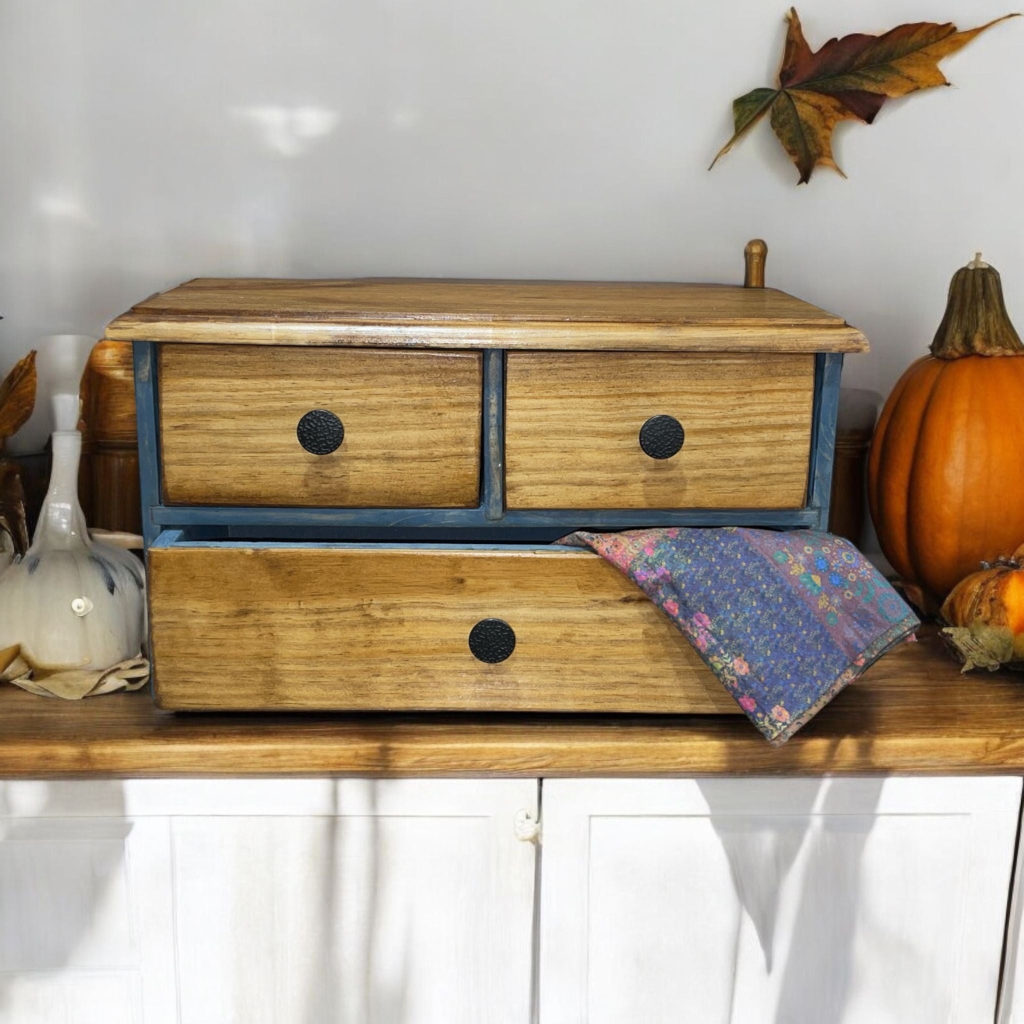 Countertop Cabinet Rustic farmhouse drawers Kitchen counter organization Apothecary-Style Spice Storage, coffee pod Holder & Tea Organizer