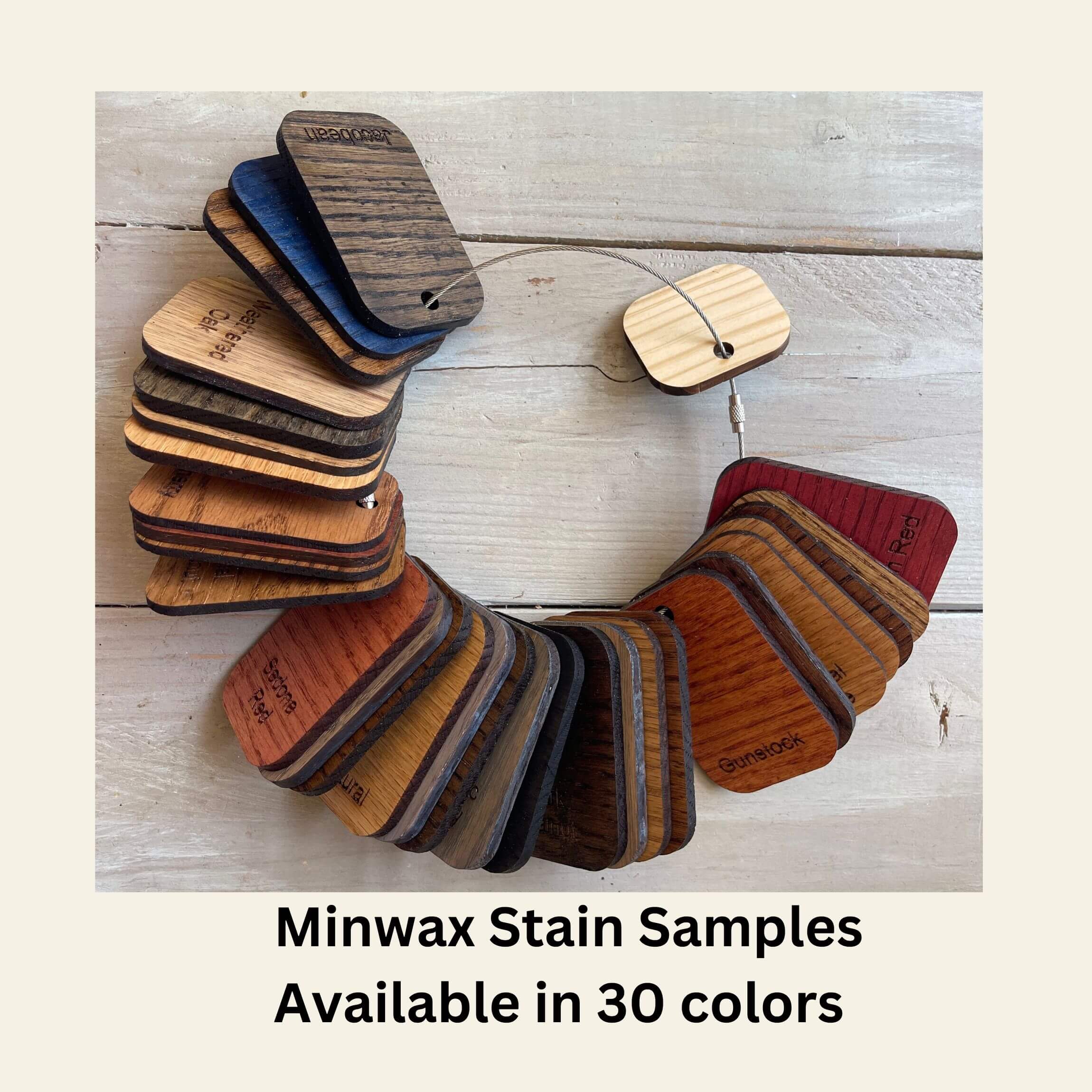 These wood stain colors samples are great for interior designers or contractors. 