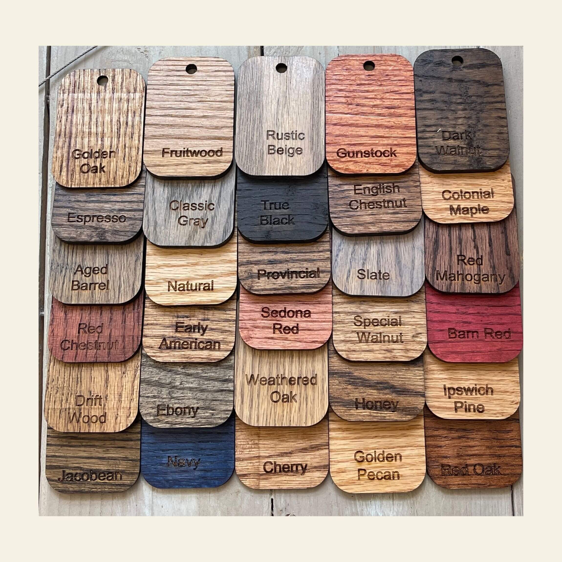 These Minwax Stain Sample Boards come in over 30 oil based colors.