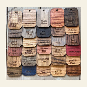 These Minwax Stain Sample Boards come in over 30 oil based colors.
