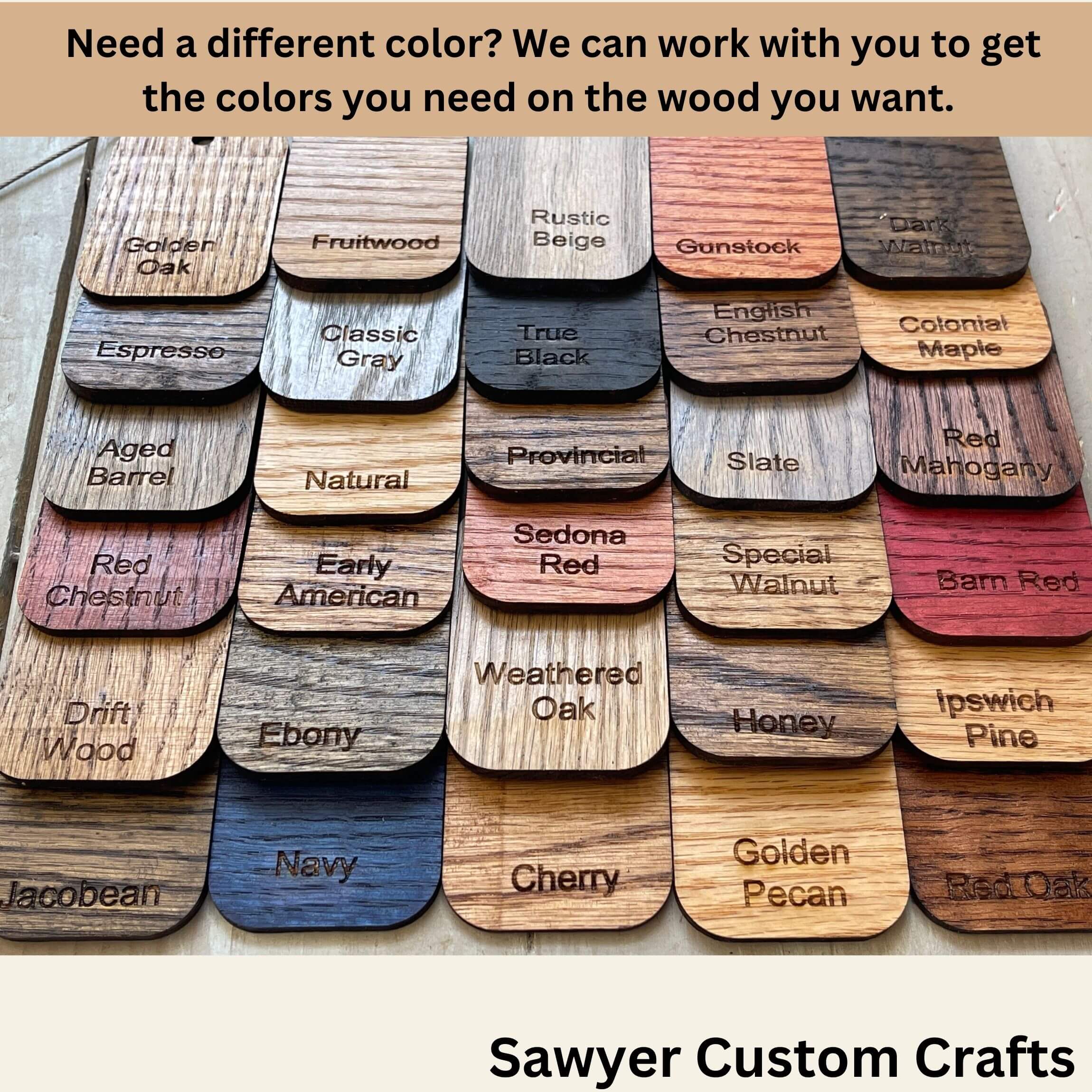 White Oak Stain Samples. Stained in Minwax Colors – Sawyer Custom Crafts