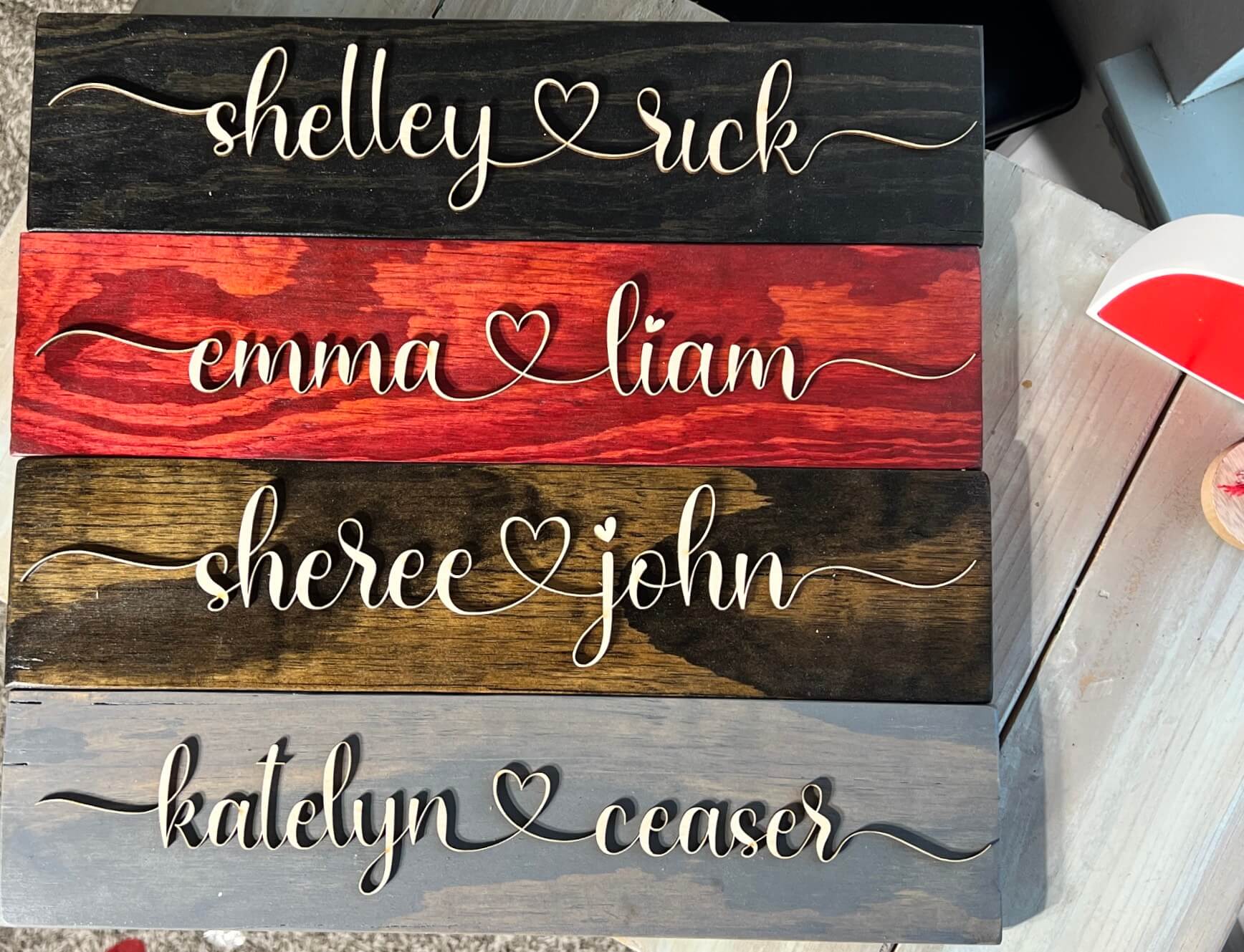 Add a touch of warmth to your space with this heartwarming couples name sign."