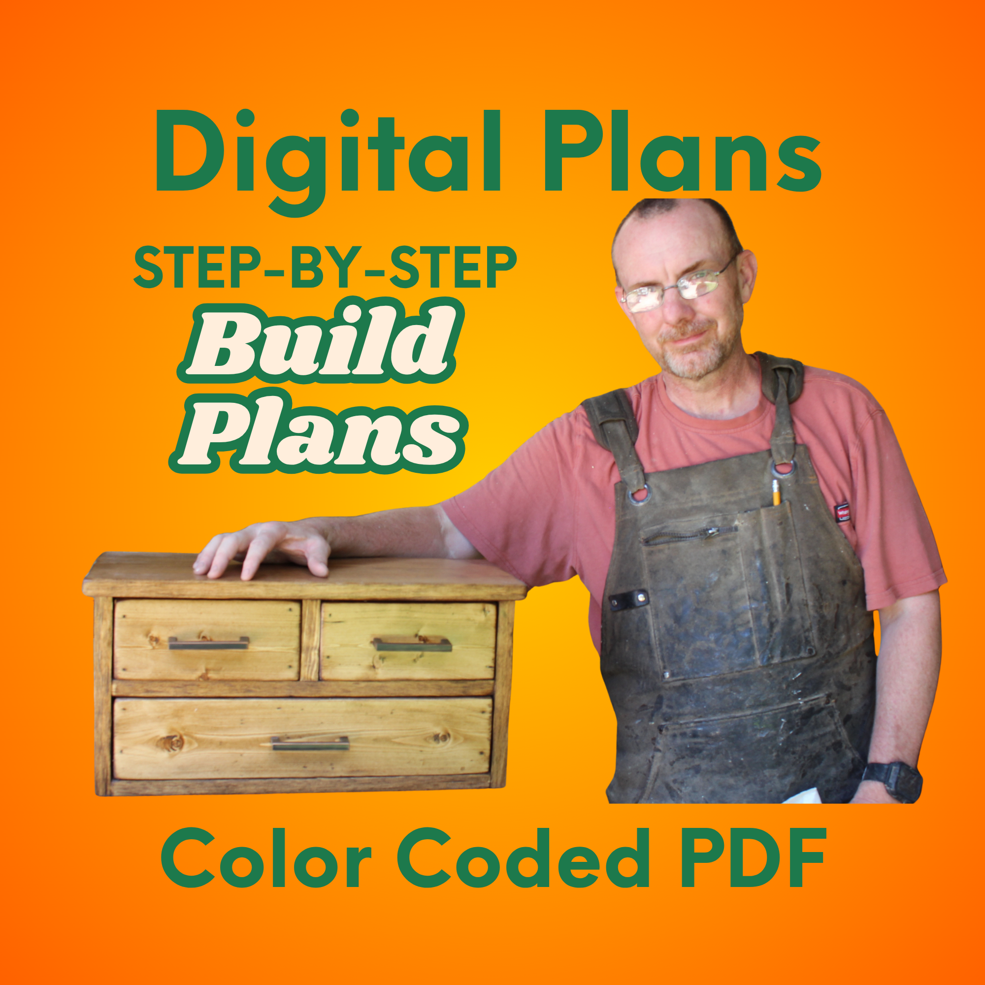 Apothecary Rustic 3-Drawer Countertop Cabinet Build Plans (Digital PDF)