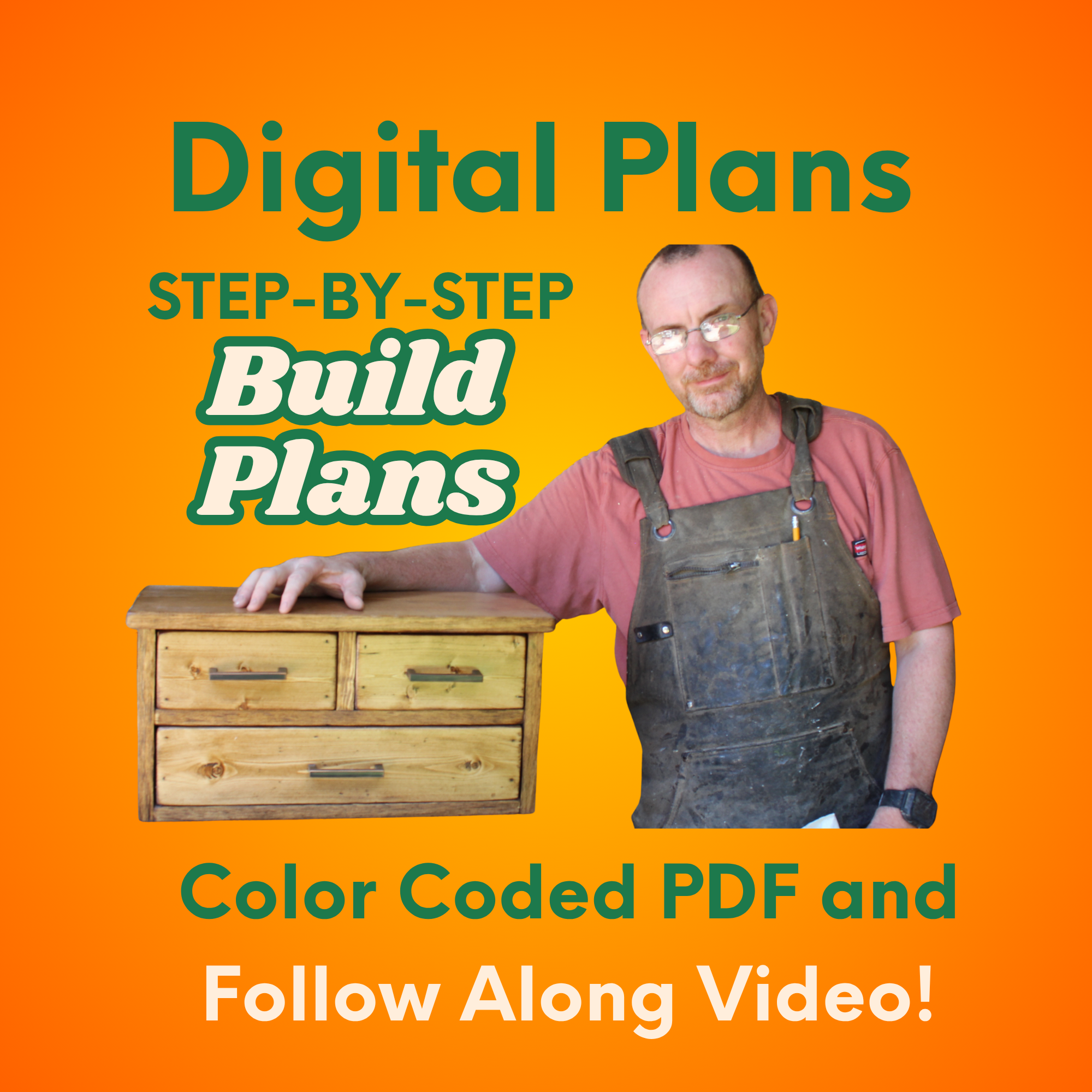 Apothecary Rustic 3-Drawer Countertop Cabinet Build Plans (Digital PDF)