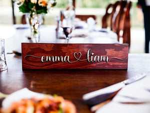 Unique wedding gift idea – a personalized name sign with hearts
