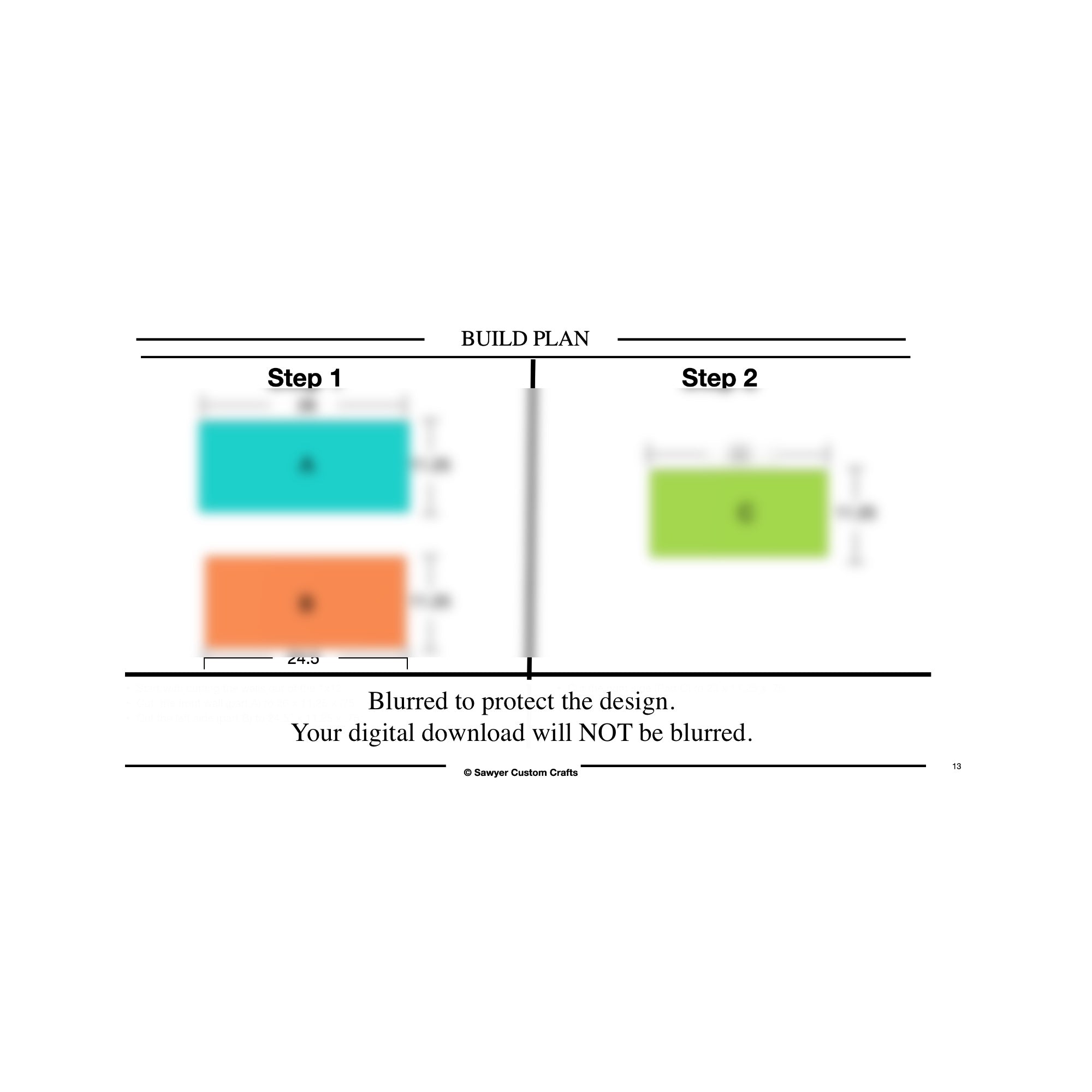 Preview of the cut layout diagram from the Christmas tree collar woodworking plans, blurred example