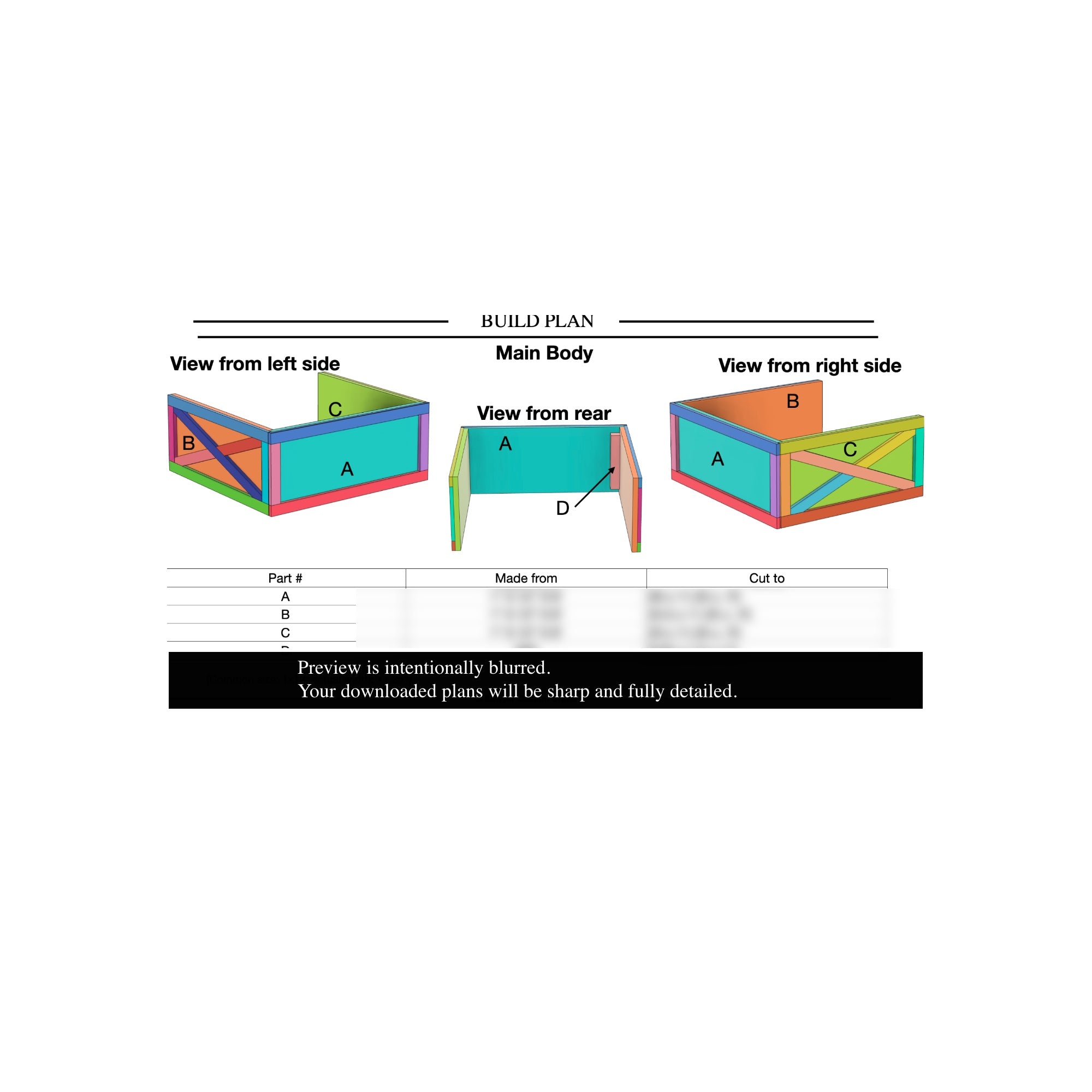 Assembly diagram showing angled trim layout for the Christmas tree collar, blurred preview.