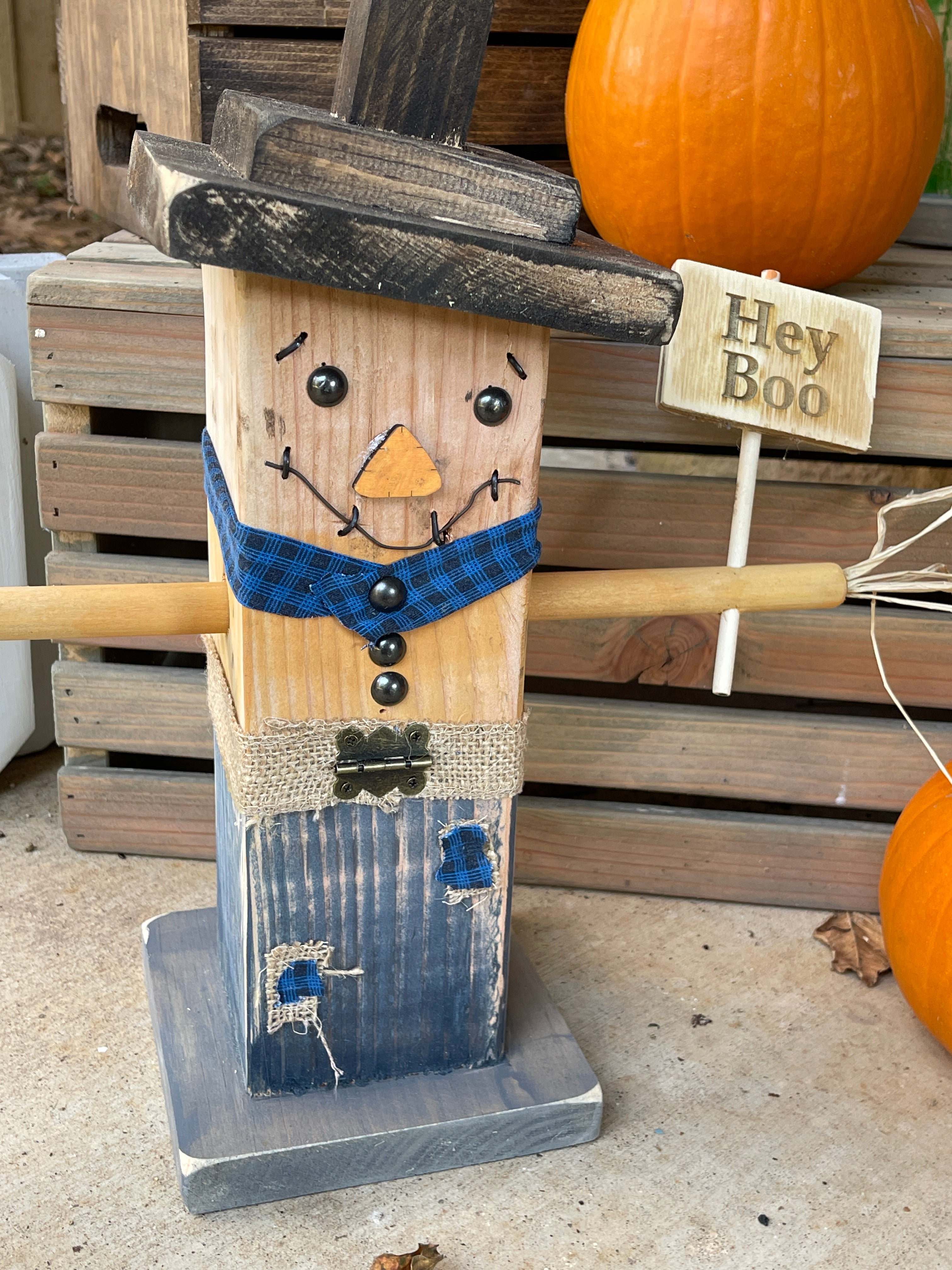 Digital download woodworking pattern – farmhouse wooden scarecrow fall display
