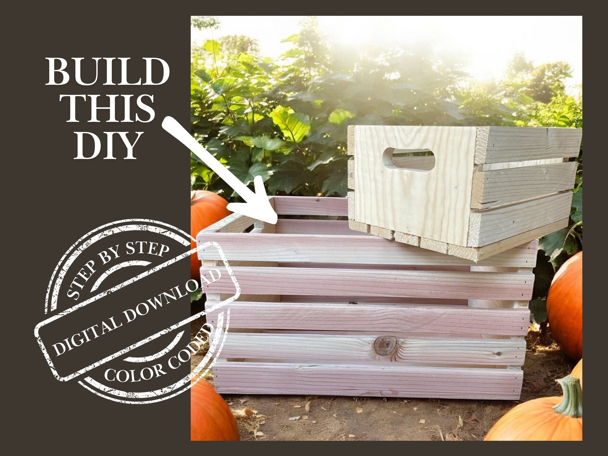 DIY rustic farmhouse crate project instructions in downloadable PDF
