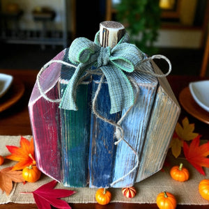 Wood pumpkin decor for fall farmhouse kitchen, mantle, or entryway accent