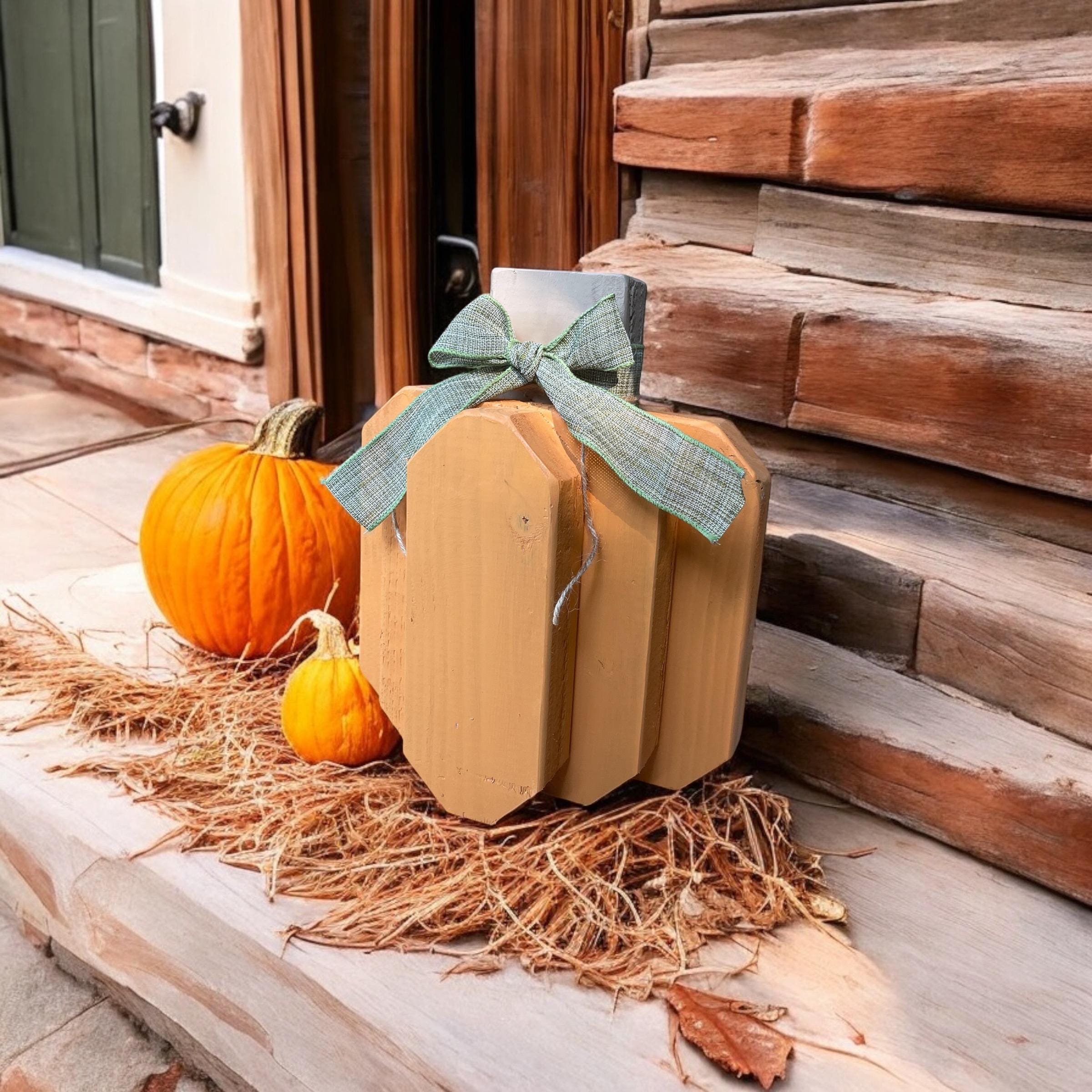 Handmade Wood Pumpkin, Fall Wooden Pumpkin Decor, Hand Painted Rustic Halloween Decoration, Original Autumn Home Decor, Thanksgiving Pumpkin