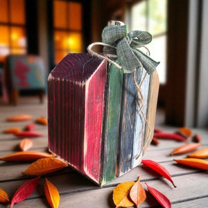 Handmade wooden pumpkin for rustic Halloween and Thanksgiving home styling