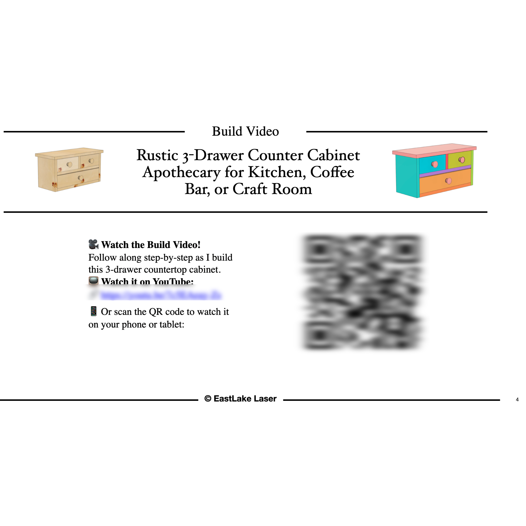 Apothecary Rustic 3-Drawer Countertop Cabinet Build Plans (Digital PDF)