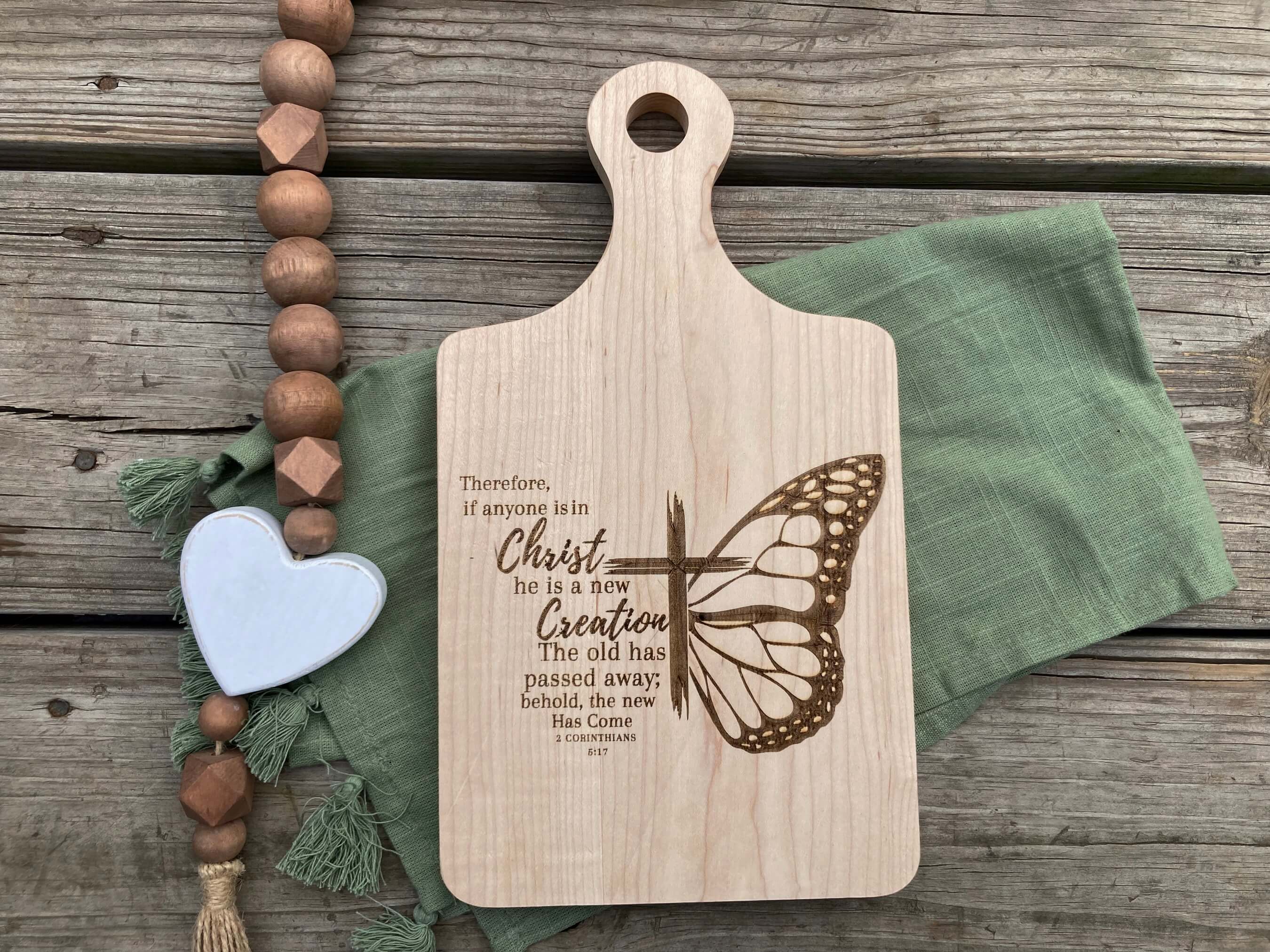 Laser Engraved Christ Home decor gift. Cutting board is shown with decoration . See more at SawyerCustomCrafts.com