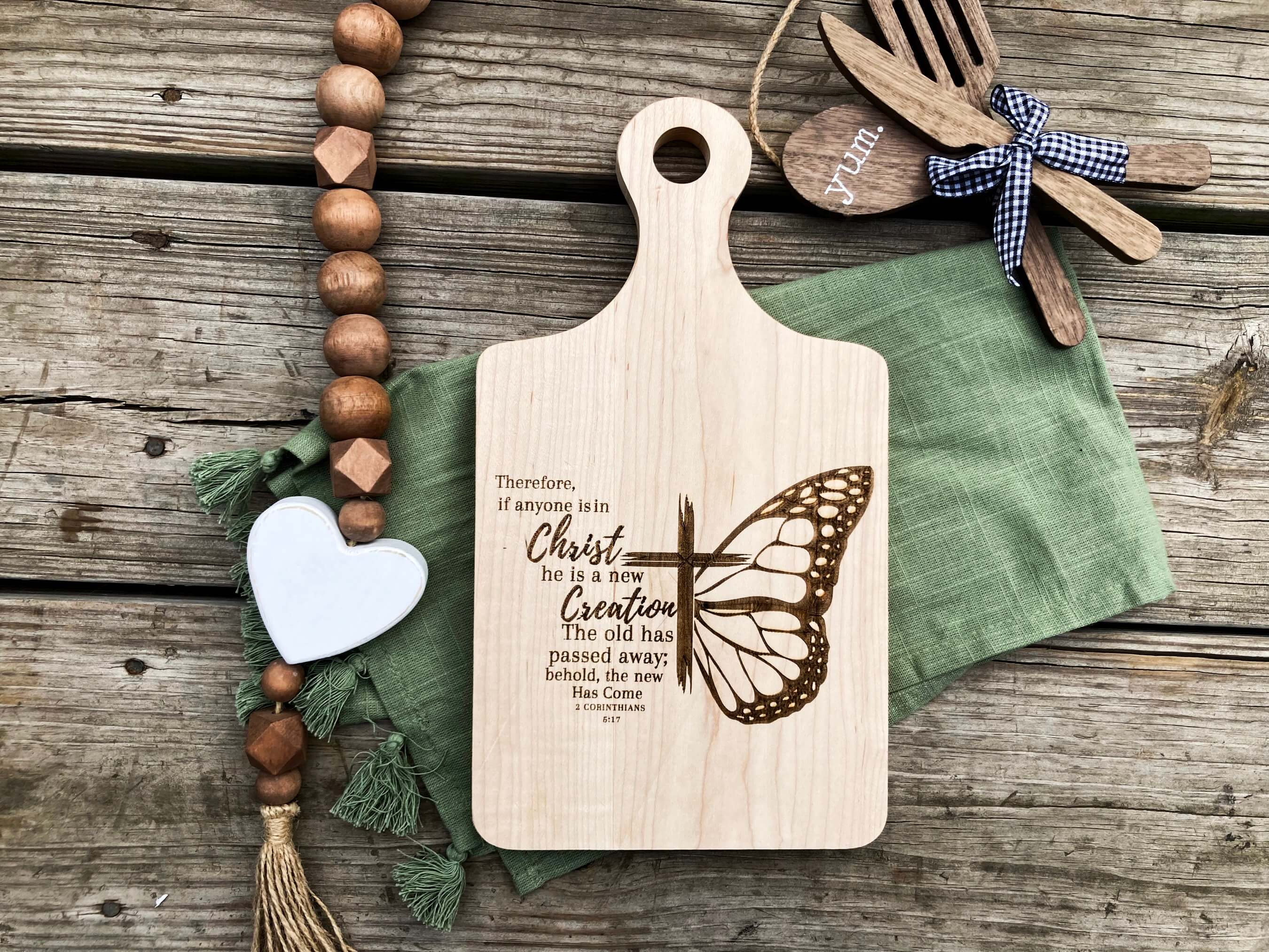 Christian Gift Idea. Decorate with Christian Decor with this Bible inspired cutting board. See more at SawyerCustomCrafts.com