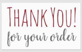 A picture of a thank you for your order sign given from SawyerCustomCrafts.com