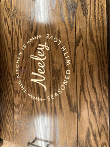 Personalized Noodle Board for Stove Top. Hand Made Hard Wood Gas or Electric  Range Cover. Real Cherry, Walnut, Maple. No Stains. Food Safe. 