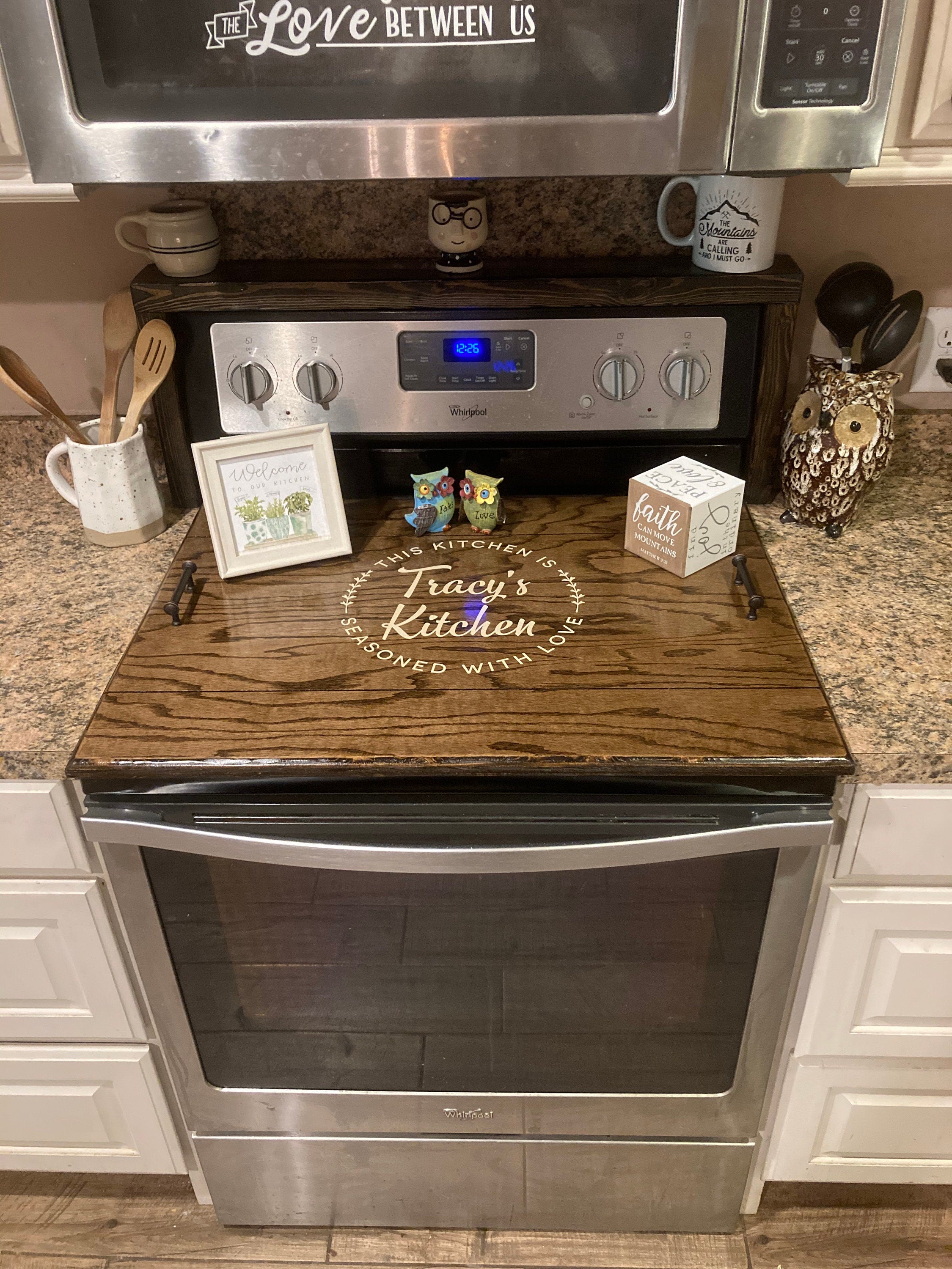 Stove top cover, Noodle Board Farmhouse Kitchen Stovetop Cover, Wooden –  Sawyer Custom Crafts