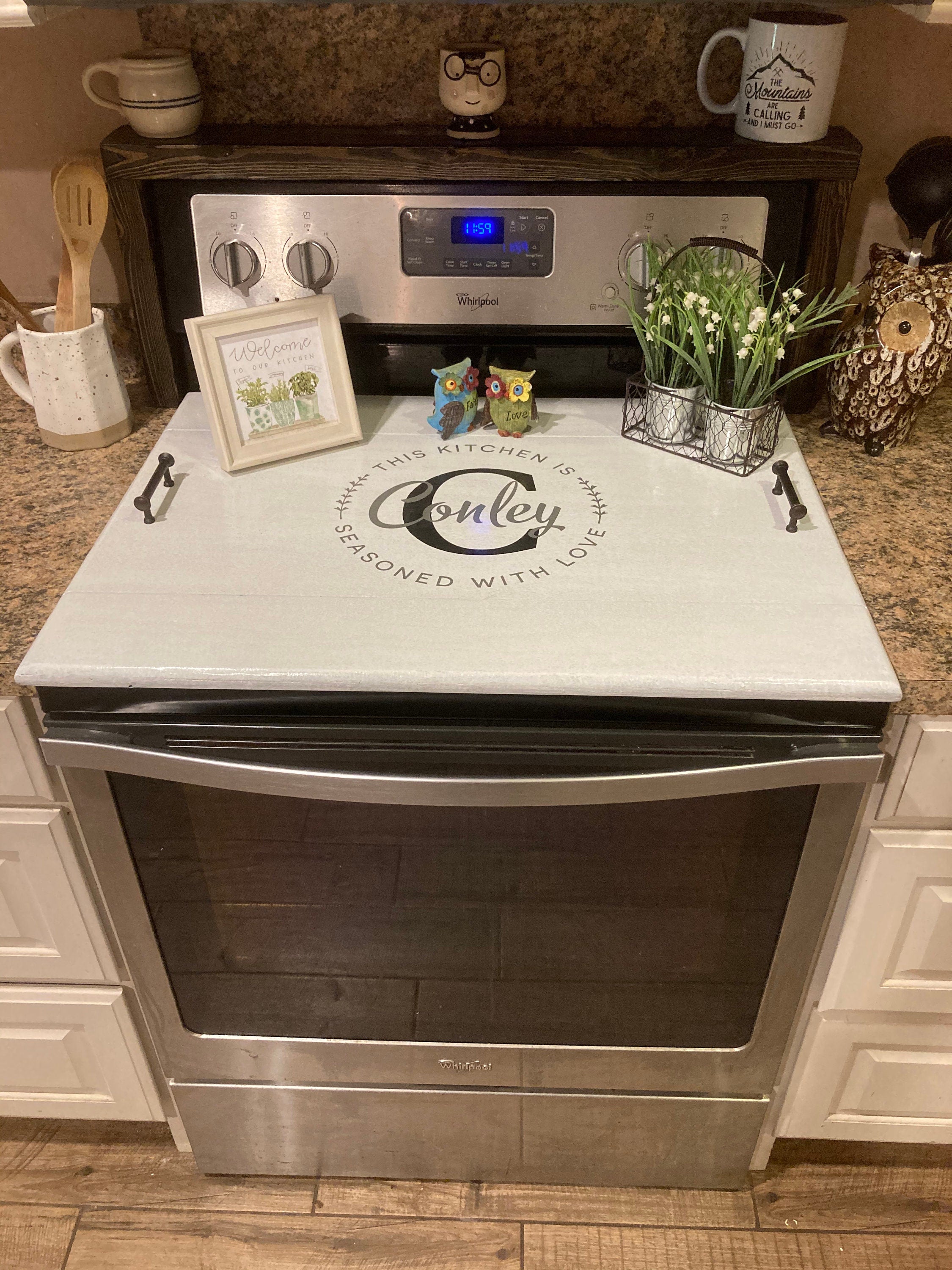 Stove top cover/Distressed Serving tray/Stovetop Cover/Wooden Stove Co –  Sawyer Custom Crafts
