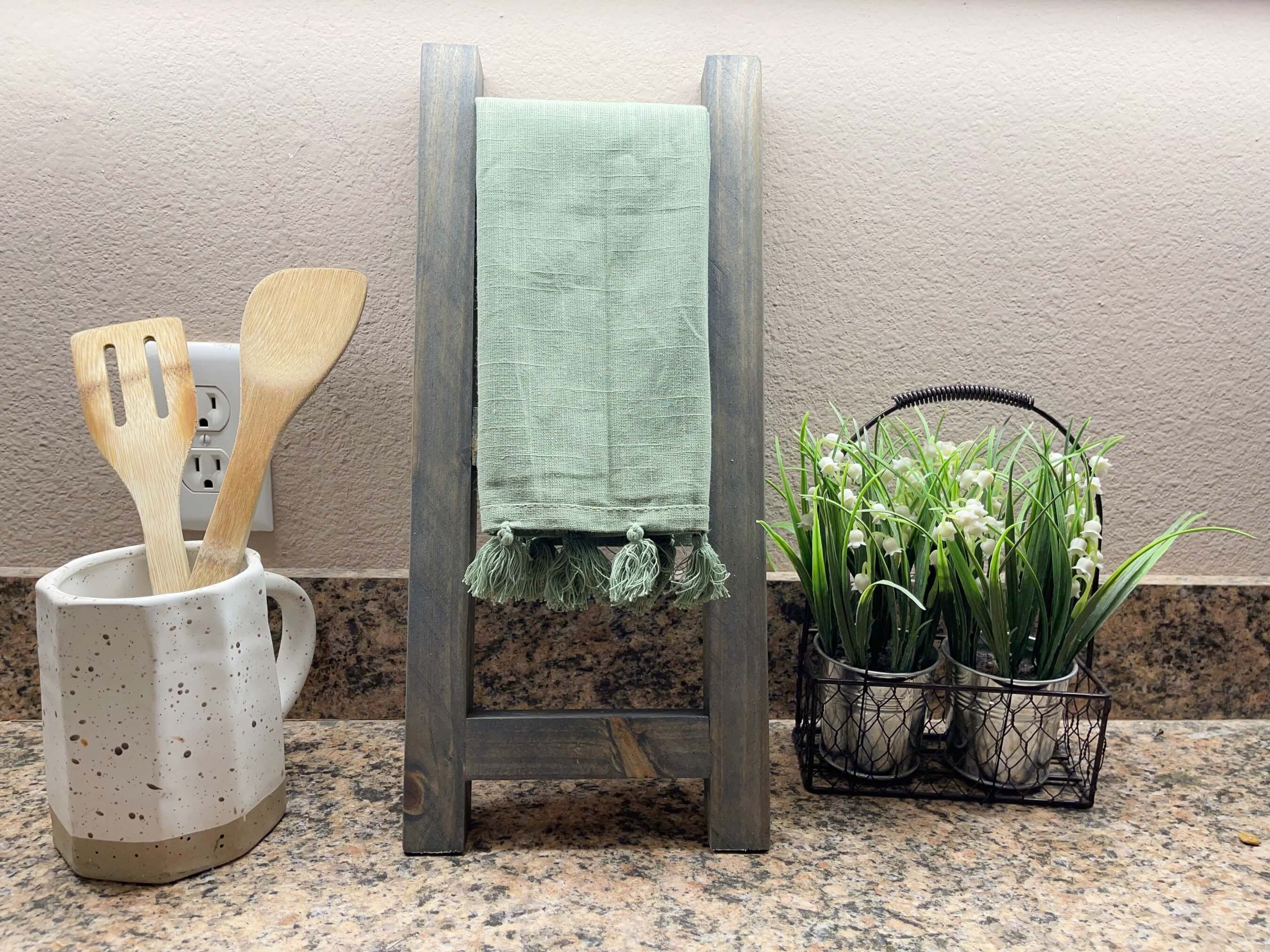 Tea Towel Miniature Ladder Shelf for Hand Towels and Kitchen Towels