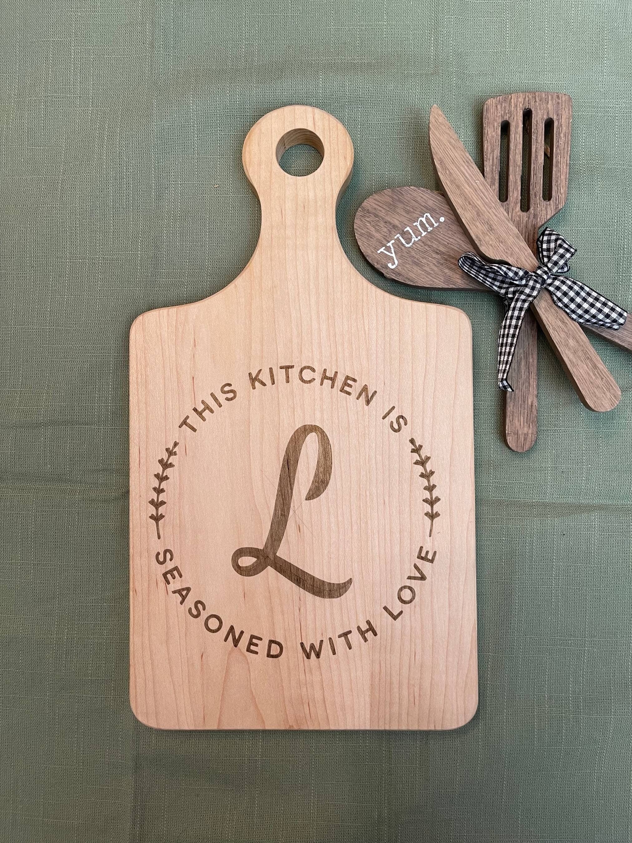 Handwriting Cutting Board - Personalized - Leather Handle — Lovely