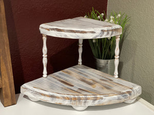 Tiered tray decor Riser Wood in Farmhouse distressed