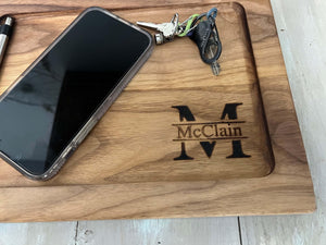 Personalized Wooden Catchall, Valet Tray in Walnut, EDC Tray, 50th Birthday gift for men