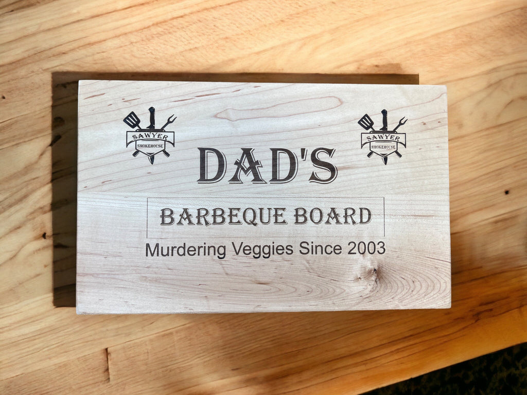 Handmade fathers day gift idea from daughter. Solid Maple cutting board with the family name and wedding anniversary on it. Makes a wonderful Gift for Husband, or Fathers Day Gift,  even a Gifts For Dad,