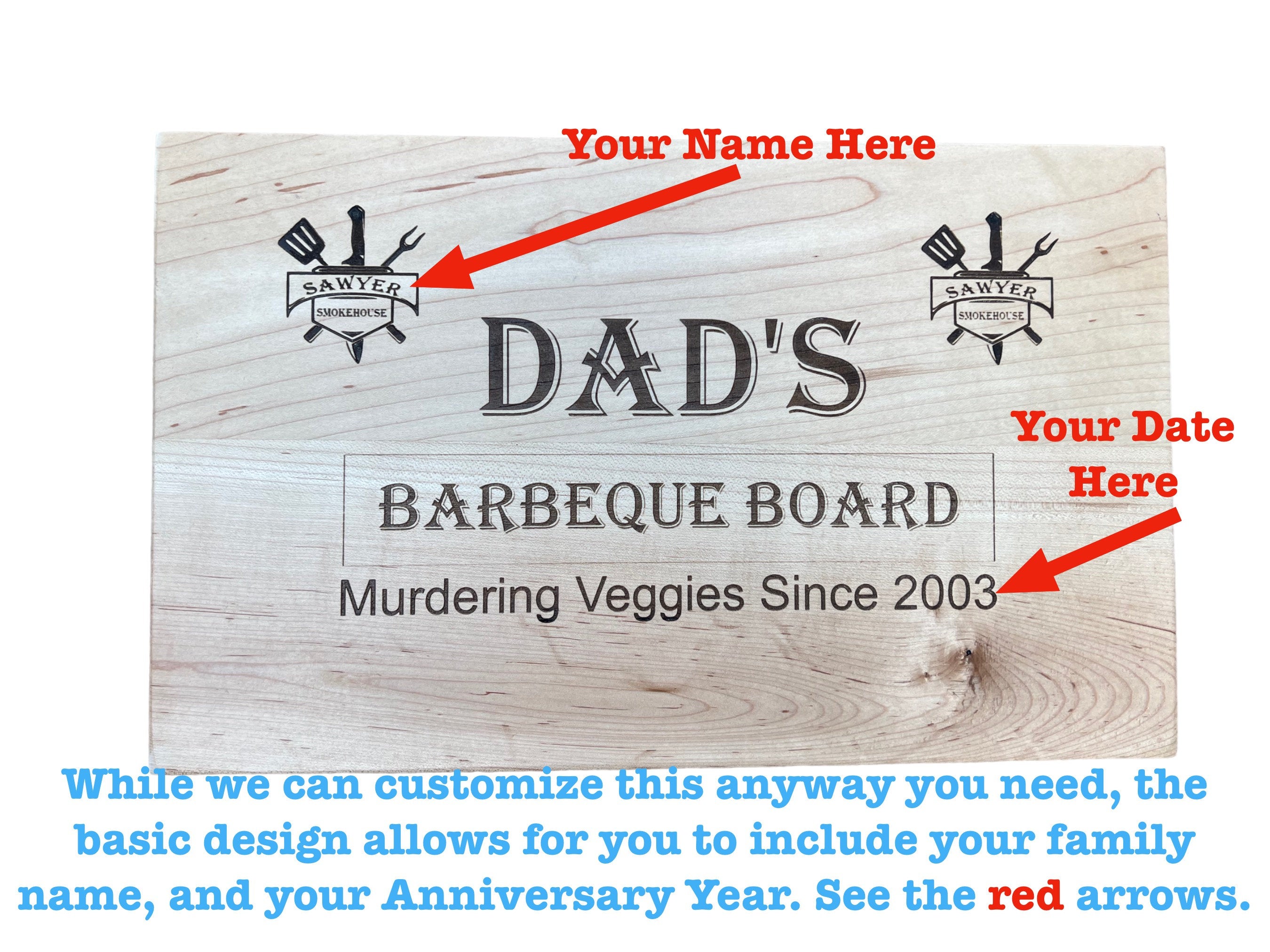 Personalized BBQ Grilling Cutting Board - Gift for Men, Dad Gifts
