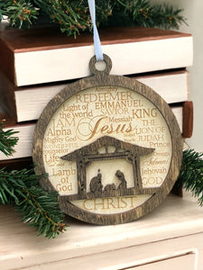 Premium Christmas Ornament for 2023. Names of God Nativity. 